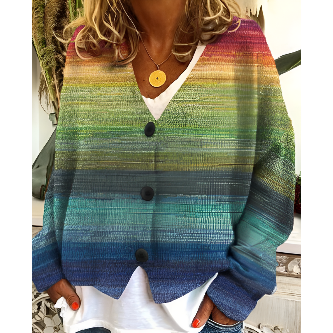 Cardigan Confortable Multicolore Pour Femme | Tricoté