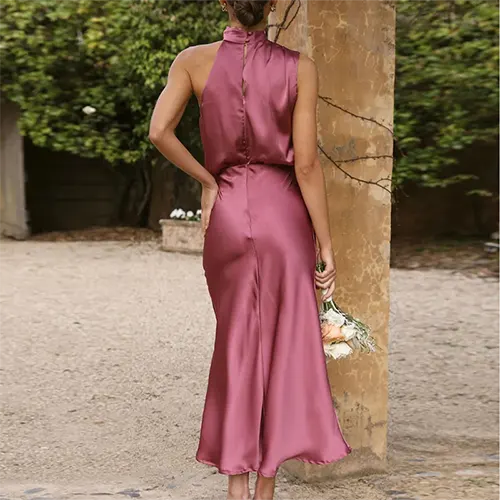 Femmes Halter Élégante Robe D'invité De Mariage | Maxi