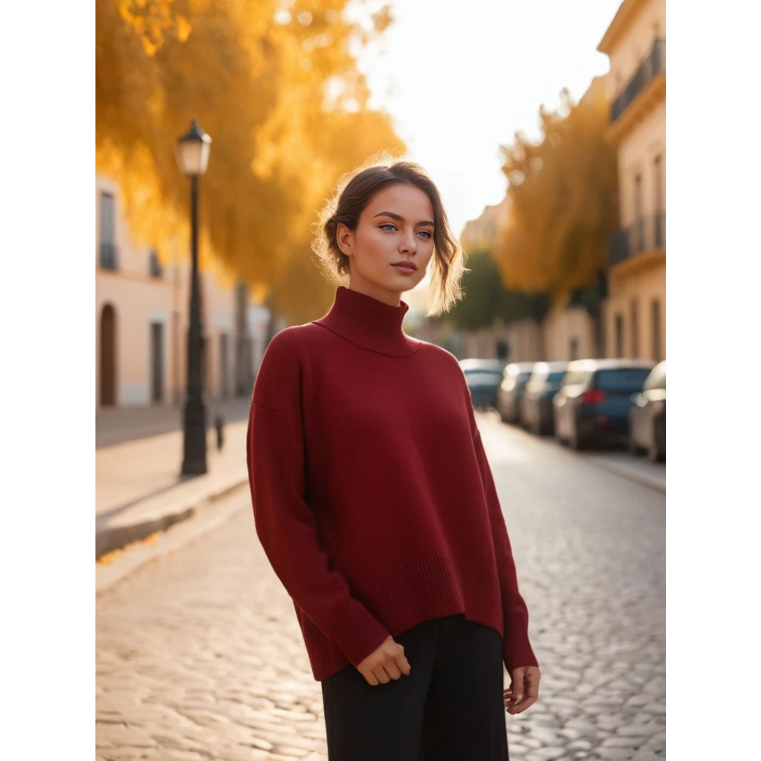 Rubinrota | Pull Surdimensionné À Col Roulé Pour Femme | Hiver