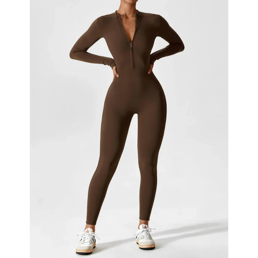 Femme Coupe Slim Manches Longues Jumpsuit | Décolleté En V