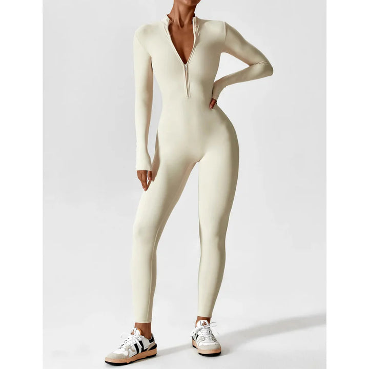 Femme Coupe Slim Manches Longues Jumpsuit | Décolleté En V