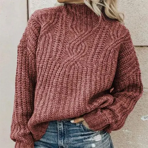 Pull D'hiver Texturé En Tricot Pour Femmes | Chaud