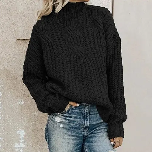 Pull D'hiver Texturé En Tricot Pour Femmes | Chaud