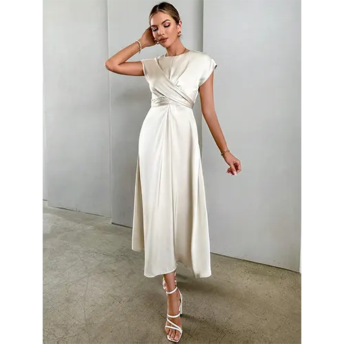 Robe D'invité De Mariage Élégante Ligne A Pour Femmes | Midi