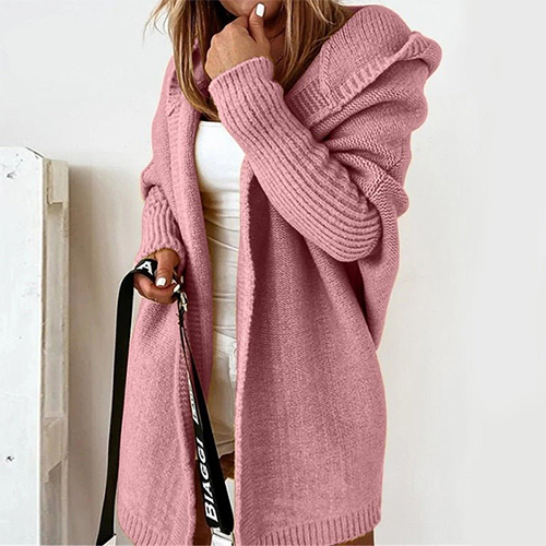 Cardigan À Capuche Chaud Et Douillet Pour Femmes | Long