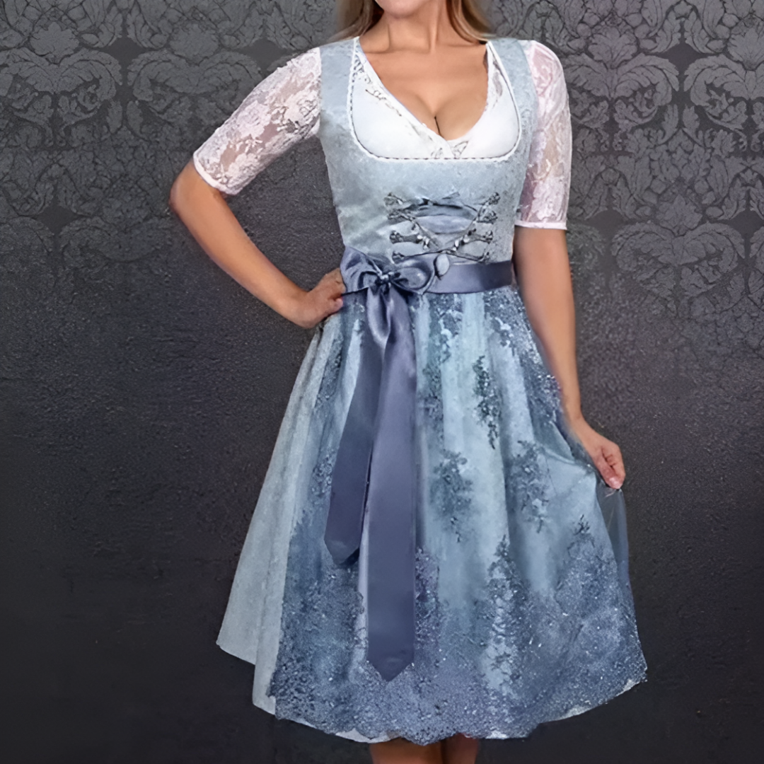 Robe Classique Traditionnelle Dirndl Bleu Pour Femme | Midi