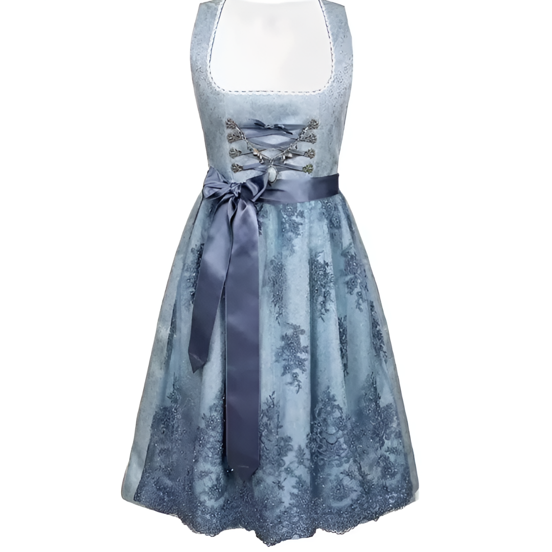 Robe Classique Traditionnelle Dirndl Bleu Pour Femme | Midi