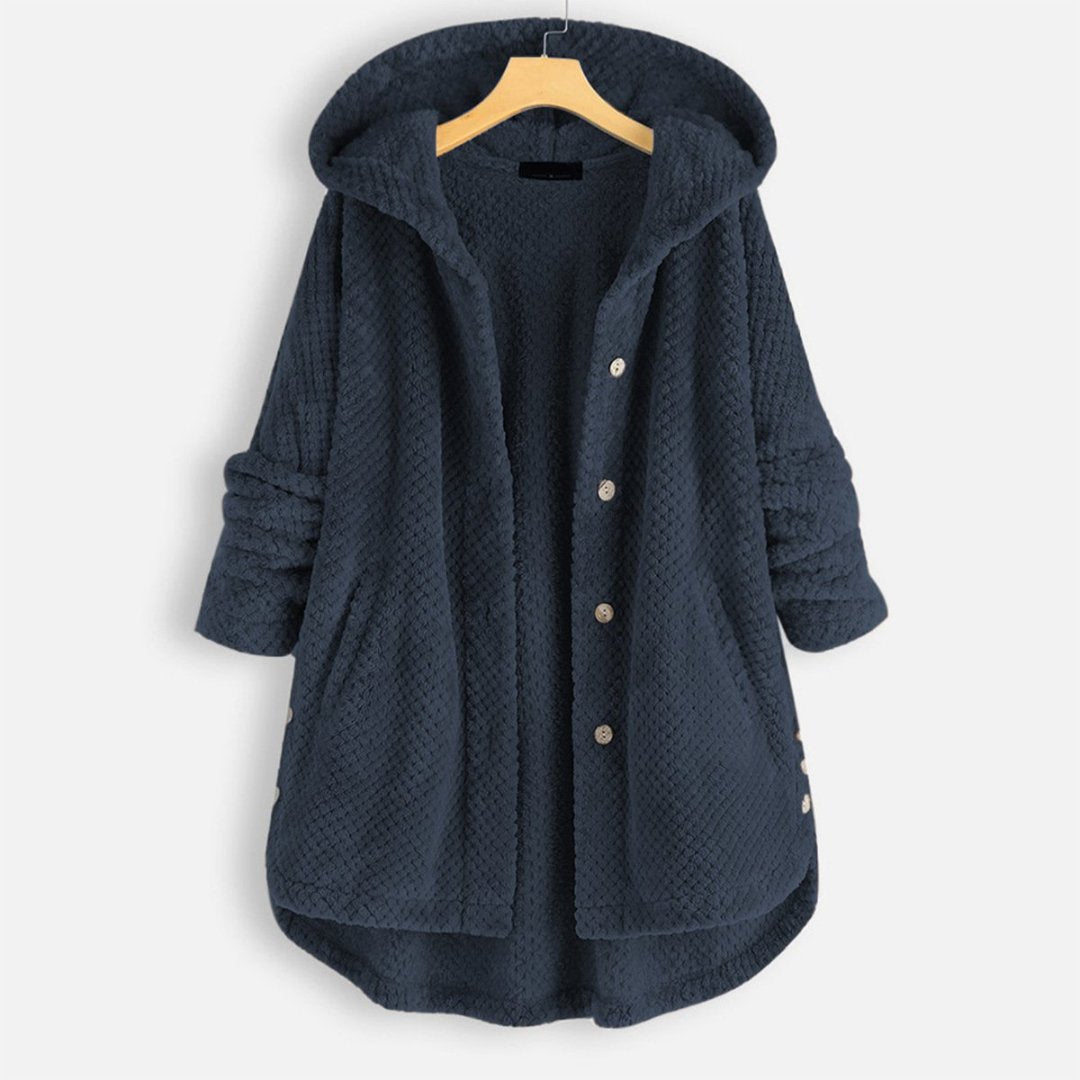 Genevievy | Cardigan D'hiver À Capuche Pour Femmes | Bouton En Bas