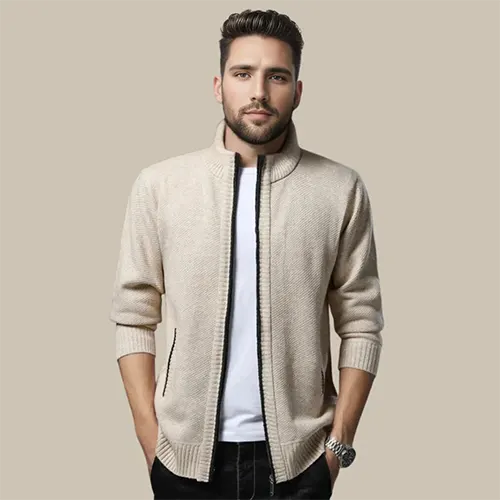 Ahmad | Cardigan À Col Montant Pour Hommes | Chaud