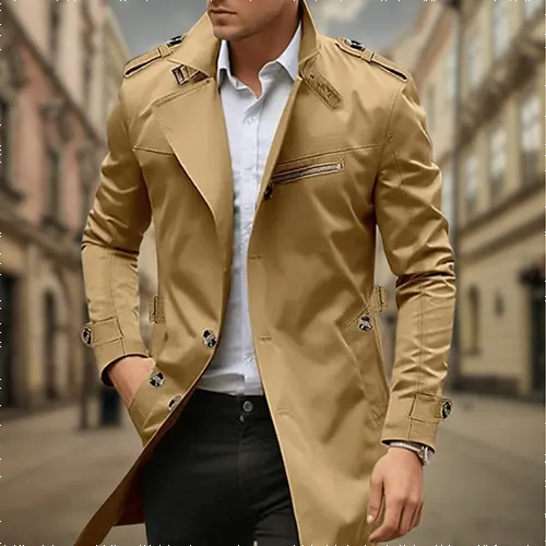 Cayson | Trench-coat Double Boutonnage Pour Hommes | Imperméable