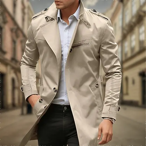 Cayson | Trench-coat Double Boutonnage Pour Hommes | Imperméable