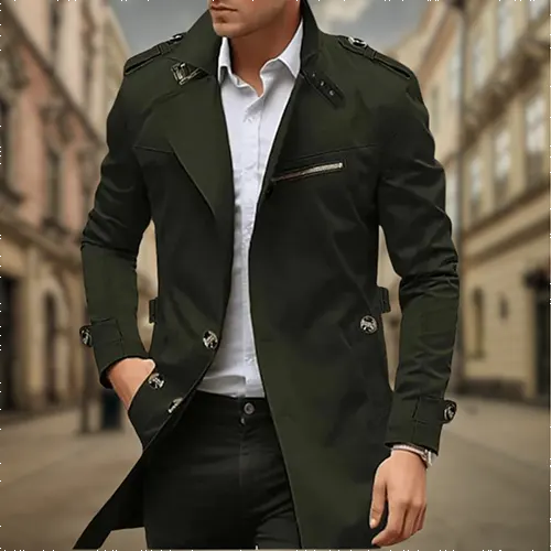 Cayson | Trench-coat Double Boutonnage Pour Hommes | Imperméable