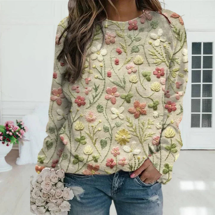 Pull Brodé Floral Pour Femme | Manches Longue