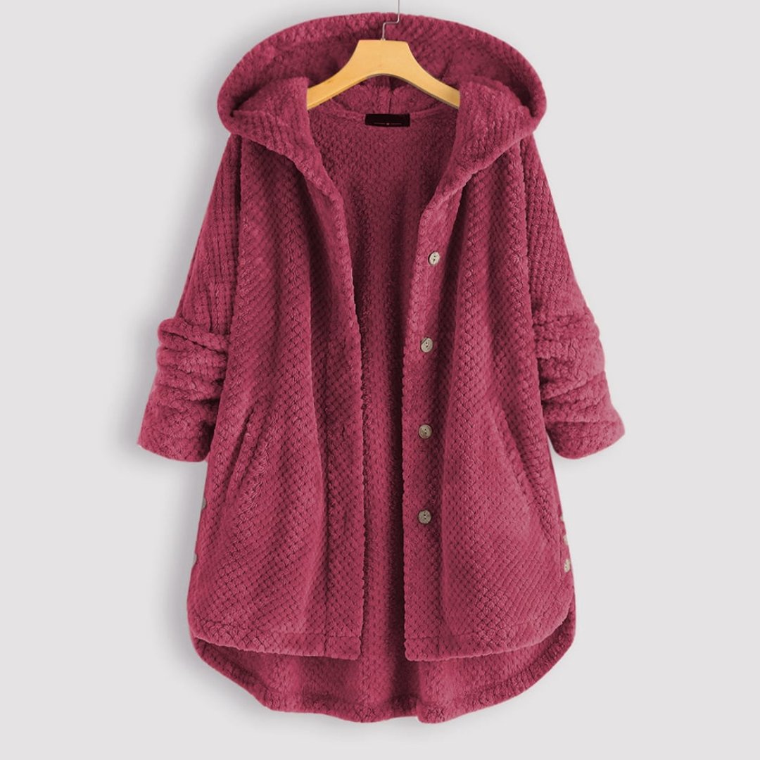 Genevievy | Cardigan D'hiver À Capuche Pour Femmes | Bouton En Bas