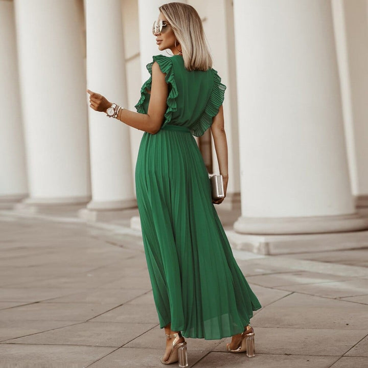 Maya | Vert Bohème Robe femme avec col en V