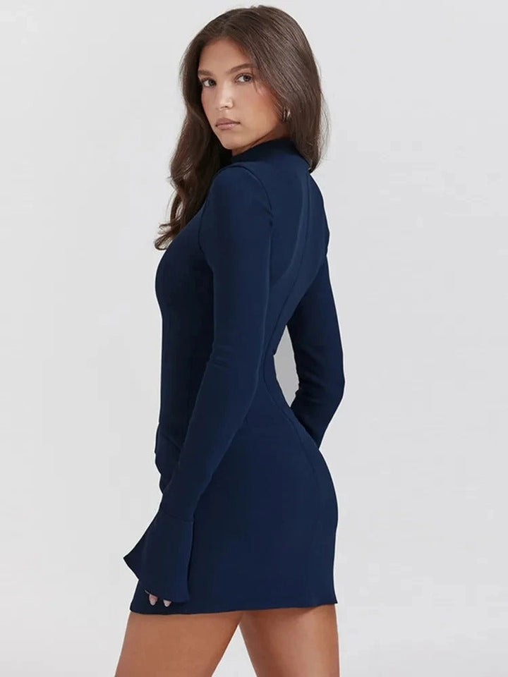 Solenne | Femme Robe à Manches Longues | Mini