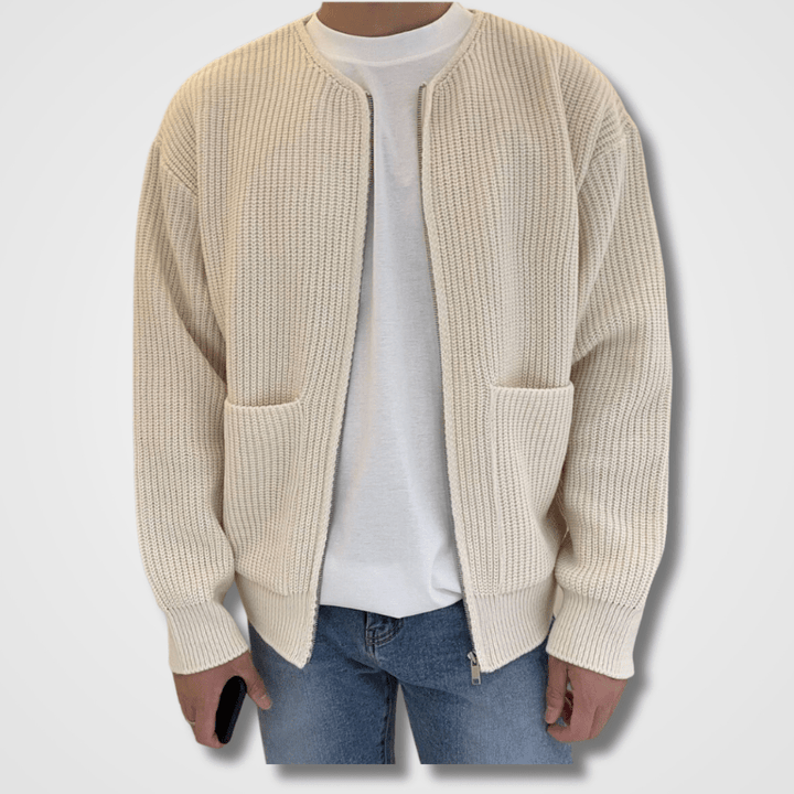 Hommes Zip Manches Longues Chaud Cardigan | Tricot